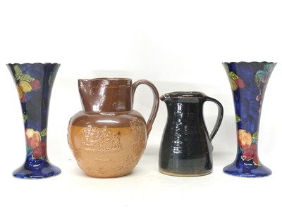 Lot 79 - Pair of Titian ware trumpet vases by Hancock &...