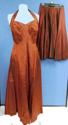 Lot 28 - A ladies burgundy halter neck evening gown...