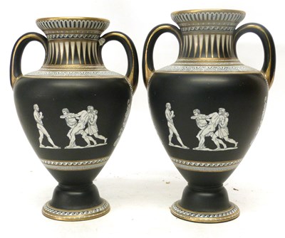 Lot 100 - Pair of 19th century vases in Samuel Alcock...