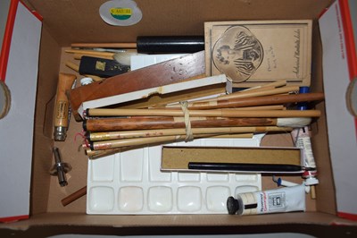 Lot 6 - A quantity of artists brushes and paint materials