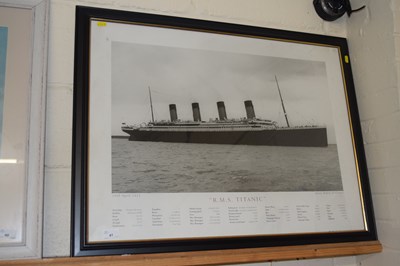 Lot 41 - A large framed photograph of the Titanic with...