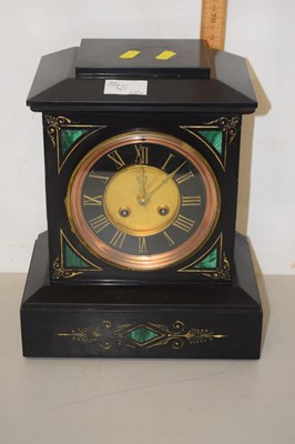 Lot 65 - A Victorian black slate clock with gilt dial