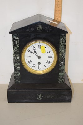 Lot 82 - A Victorian black slate mantel clock