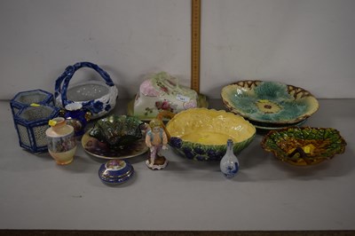 Lot 161 - Group of ceramics, Maiolica wares, cheese dish...