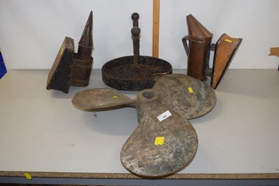 Lot 163 - Group of metal wares including a ships...