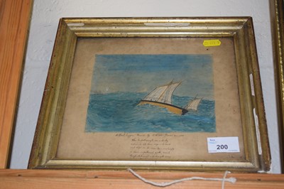 Lot 200 - A framed watercolour of a deal lugger by S W...