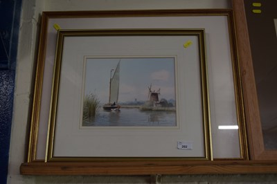 Lot 202 - Two watercolours of Broads scenes, both signed...