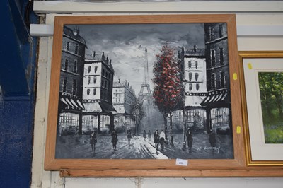 Lot 209 - An oil on board of a Parisian scene, signed...