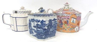 Lot 137 - Group of two tea pots and a sucrier and cover,...