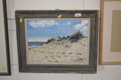 Lot 228 - Oil on board of a beach scene, signed Rider