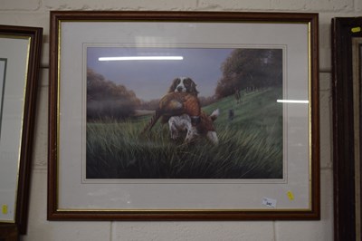 Lot 242 - Framed print of a dog and pheasant