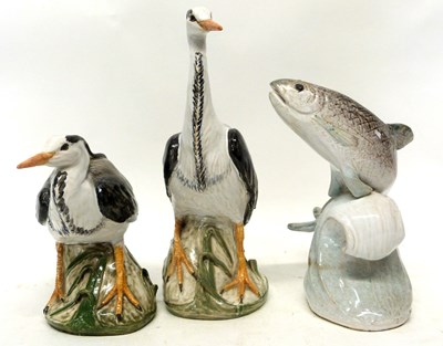 Lot 143 - Two wading birds and a model of a fish, all by...