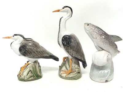 Lot 143 - Two wading birds and a model of a fish, all by...