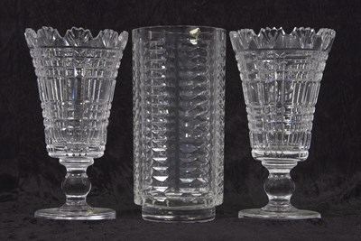 Lot 24 - A pair of Waterford Crystal cut glass vases,...