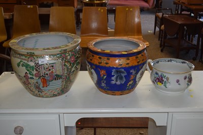 Lot 257 - Large Oriental planter decorated with figures...