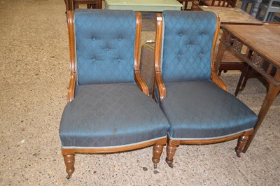 Lot 281 - A pair of upholstered mahogany framed...