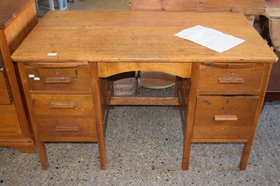 Lot 286 - Vintage oak twin pedestal desk