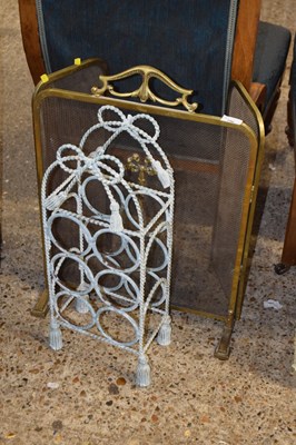 Lot 296 - Brass framed spark guard together with a metal...