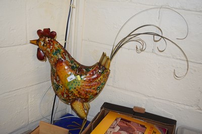 Lot 500 - A painted metal ornament of a cockerel