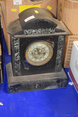 Lot 513 - A slate and marble mantel clock (a/f), needs...