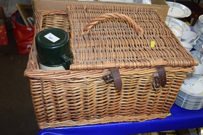 Lot 591 - Wicker picnic basket with contents by Optima,...