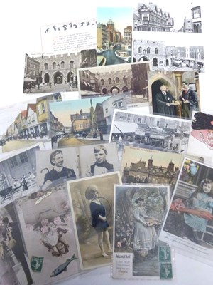 Lot 169 - Box of postcards, UK and foreign, approx 200...