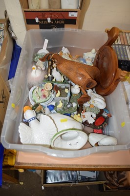 Lot 663 - Box of assorted ceramic and wooden ornaments...