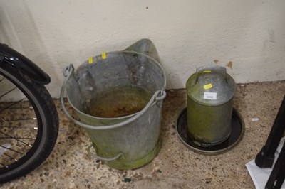 Lot 1016 - Galvanised bucket together with a galvanised...