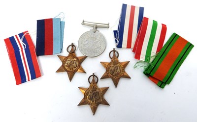 Lot 176 - Group of WWII medals with ribbons comprising...