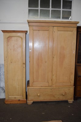 Lot 671 - A pine double wardrobe together with smaller...