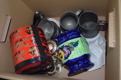 Lot 689 - Box of assorted pewter wares and pewter...