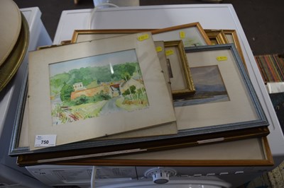 Lot 750 - An assortment of watercolours and framed...