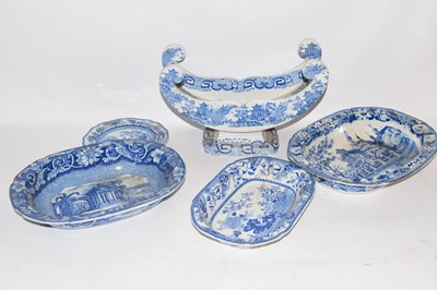 Lot 198 - Flowblue boat shaped cheese stand, together...