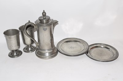 Lot 202 - Pewter church plate including three 18th...