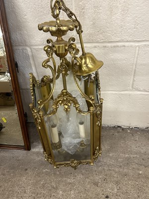 Lot 312 - Georgian style modern hanging lamp with full...