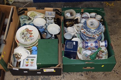 Lot 826 - Two boxes of assorted ceramics and glass ware etc