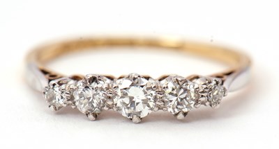 Lot 68 - An 18ct and platinum diamond ring, the five...