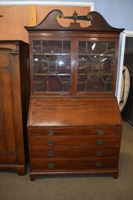 Lot 252 - Large George II mahogany bureau bookcase with...