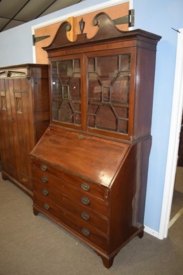 Lot 252 - Large George II mahogany bureau bookcase with...