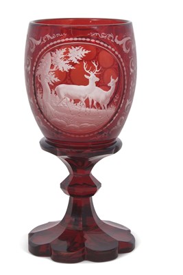 Lot 41 - A 19th Century Bohemian ruby glass vase,...