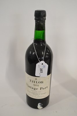 Lot 203 - Taylor 1970 Vintage Port, bottled 1972, one...