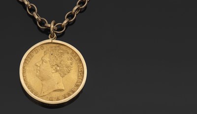 Lot 474 - A William IV 1823 double sovereign pendant...