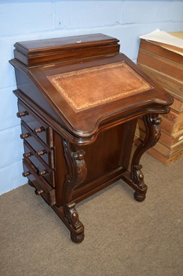 Lot 344 - Mahogany Davenport desk, the top section with...