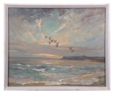 Lot 704 - Jack Cox (British,1914-2007), Ducks in flight...