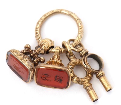 Lot 121 - Two fobs and watch keys, both fobs set with...