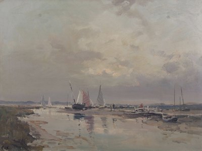 Lot 676 - Jack Cox (British,1914-2007), Boats in a...