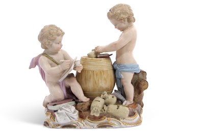 Lot 59 - 19th Century Meissen group of two cherubs,...