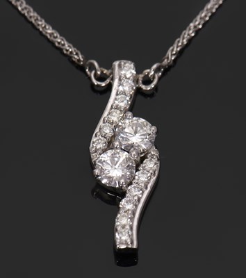 Lot 435 - A GIA certified diamond pendant necklace, the...