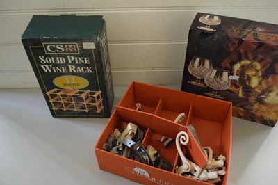 Lot 516 - BOXED WINE RACK AND BOX VARIOUS WINDOW FITTINGS