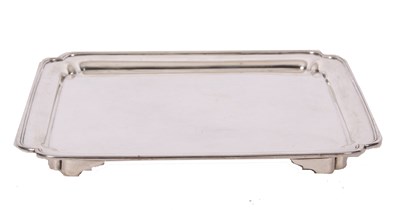 Lot 302 - An Art Deco silver card tray of plain square...